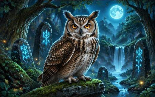 Rune Owl — ilustrație de joc